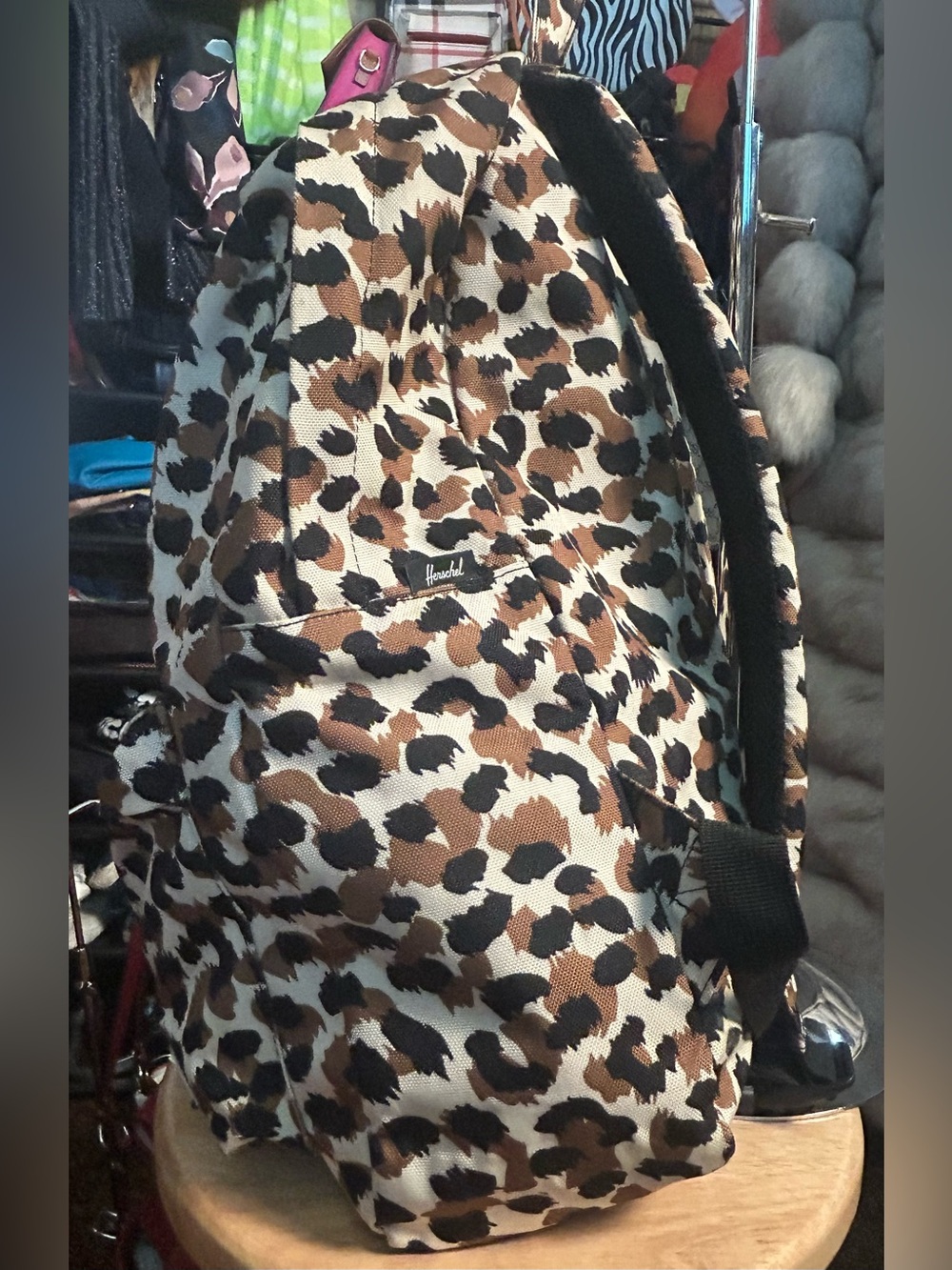 Herschel Supply Co. Leopard Print Backpack in Black, Brown & Cream - Picture 4 of 12